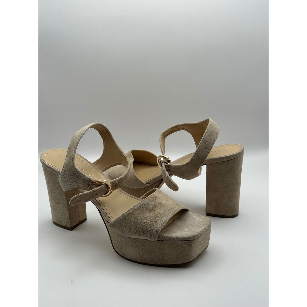 Marc Fisher LTD‎ Cinthia Beige Sude Platform Block Chunky Heels Size 9.5